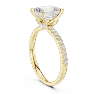 Symmetry Emerald Cut Pavé-Set Solitaire Ring - Image 3
