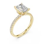 Symmetry Emerald Cut Pavé-Set Solitaire Ring