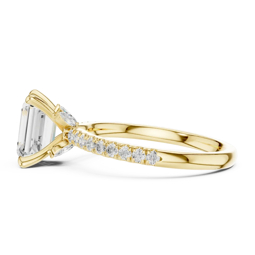Symmetry Emerald Cut Pavé-Set Solitaire Ring - Image 4