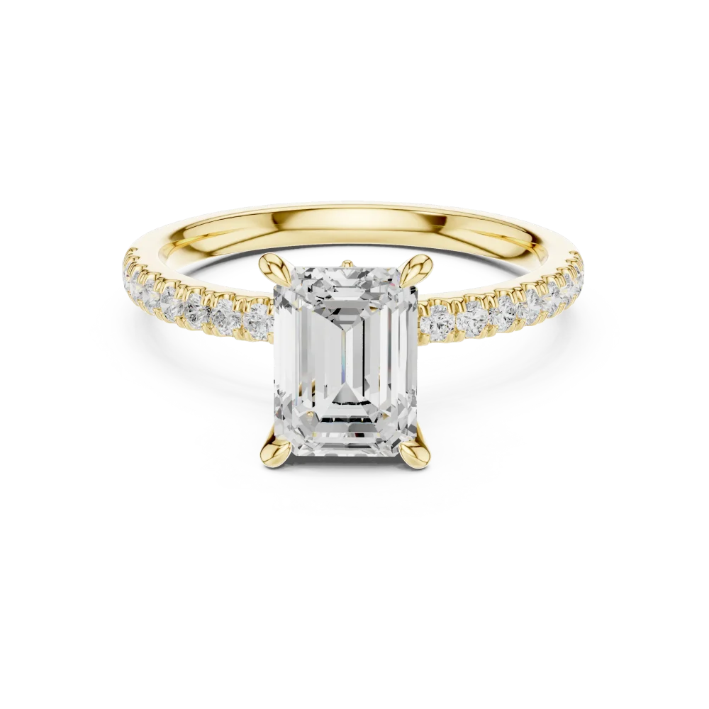 Symmetry Emerald Cut Pavé-Set Solitaire Ring - Image 2