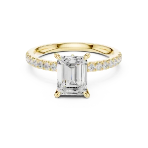 Symmetry Emerald Cut Pavé-Set Solitaire Ring - Image 2