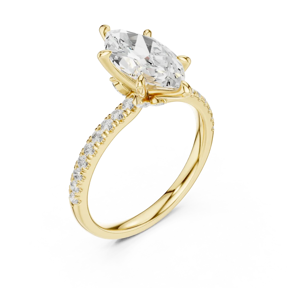 Experience the radiant beauty of our marquise-cut solitaire engagement ring. Handcrafted with brilliant lab-grown DIAMEUR diamonds. Shop luxury now.