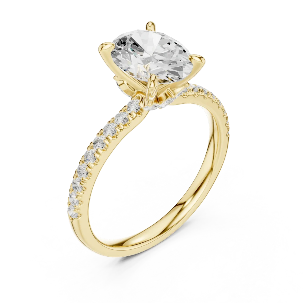 Experience timeless brilliance with our Ethereal Oval Diamond Solitaire Ring. Featuring expertly set DIAMEUR diamonds, discover modern luxury today.