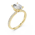 Ethereal Oval Cut Pavé-Set Diamond Solitaire Ring