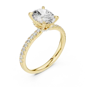 Ethereal Oval Cut Pavé-Set Diamond Solitaire Ring
