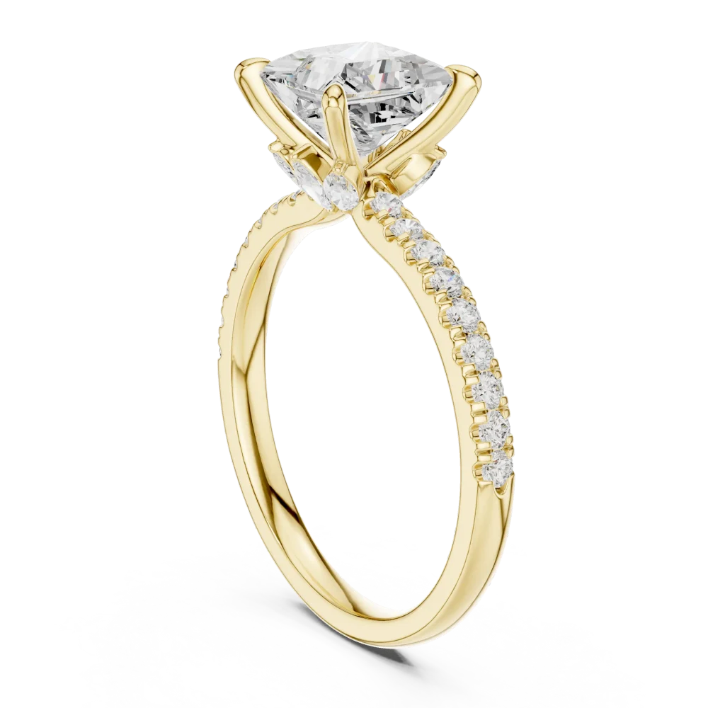 Ethereal Princess Cut Solitaire Pavé Accented Engagement Ring - Image 3