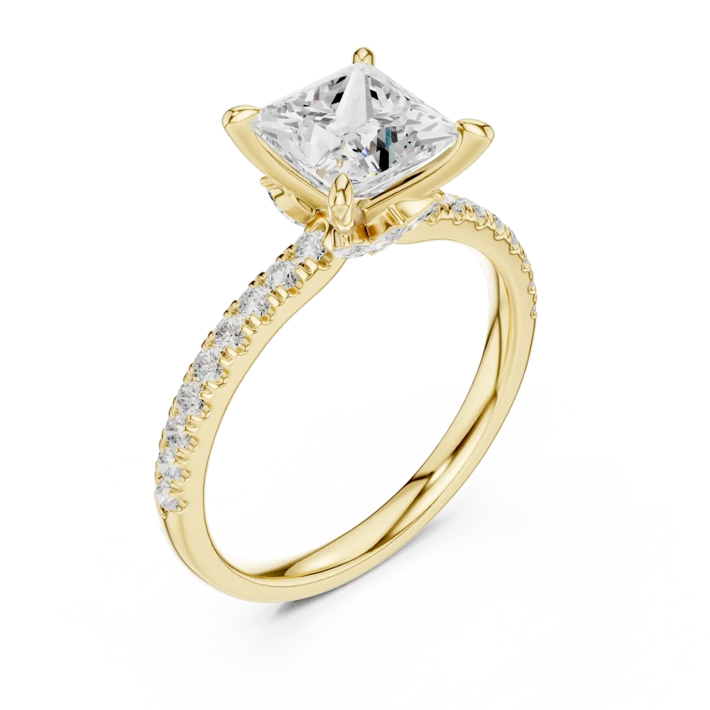 Discover the elegance of our princess cut solitaire ring. Expertly handcrafted with radiant DIAMEUR diamonds, it is the perfect modern classic. Shop now.