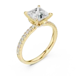 Ethereal Princess Cut Solitaire Pavé Accented Engagement Ring
