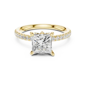 Ethereal Princess Cut Solitaire Pavé Accented Engagement Ring - Image 2