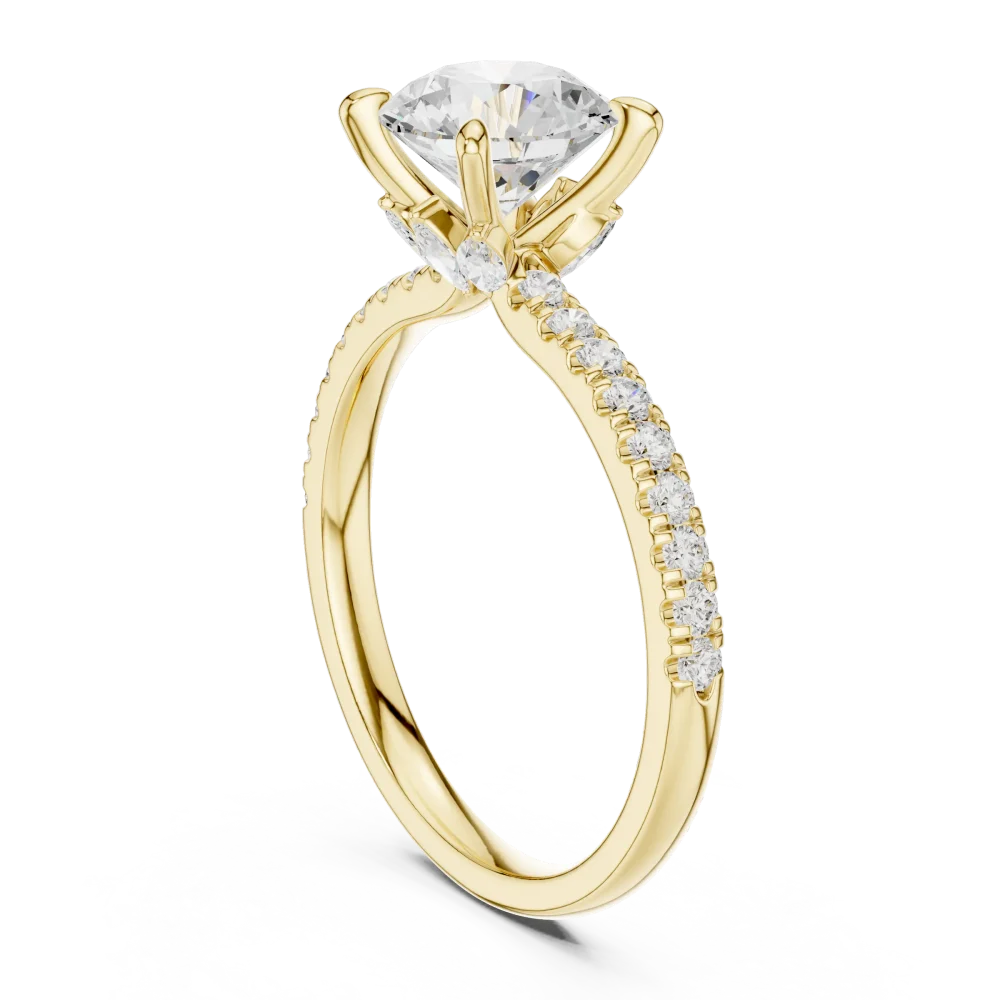 Luminary Round Brilliant Pavé-Set Diamond Solitaire Ring - Image 3