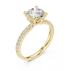 Luminary Round Brilliant Pavé-Set Diamond Solitaire Ring