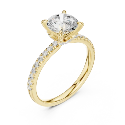 Luminary Round Brilliant Pavé-Set Diamond Solitaire Ring