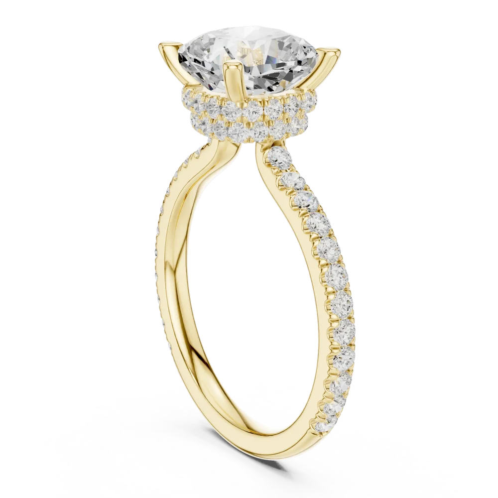 Luminary Cushion Cut Pavé-Set Solitaire Engagement Ring - Image 3