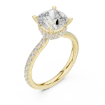 Luminary Cushion Cut Pavé-Set Solitaire Engagement Ring