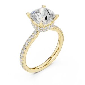 Luminary Cushion Cut Pavé-Set Solitaire Engagement Ring
