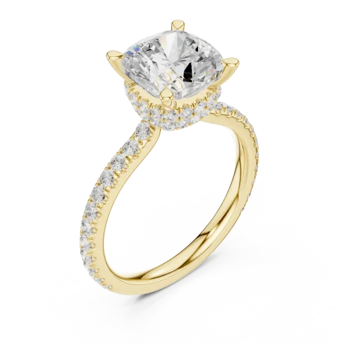 Luminary Cushion Cut Pavé-Set Solitaire Engagement Ring