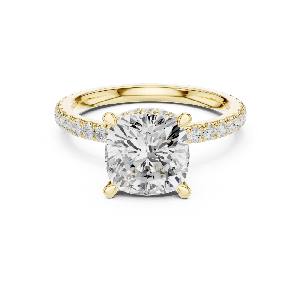 Luminary Cushion Cut Pavé-Set Solitaire Engagement Ring - Image 2