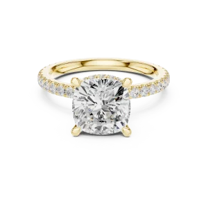 Luminary Cushion Cut Pavé-Set Solitaire Engagement Ring - Image 2