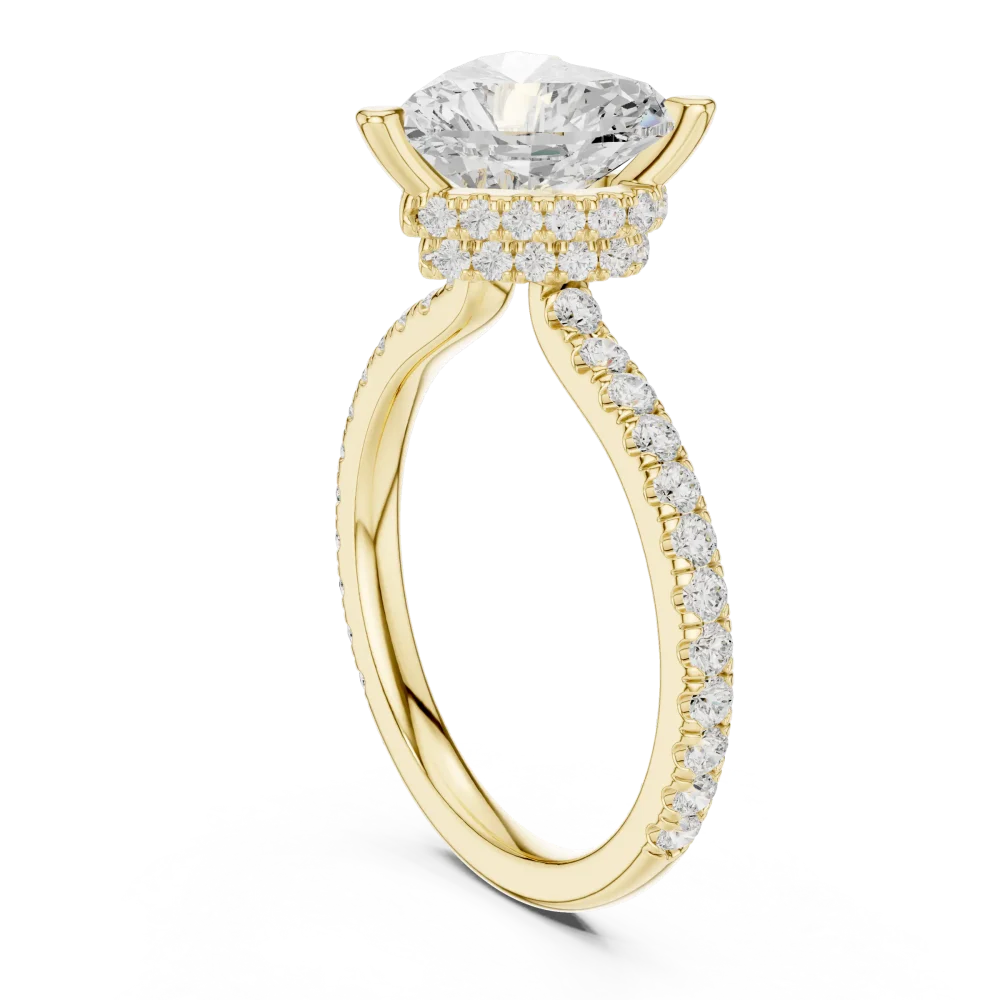 Ethereal Heart Cut Pavé-Set Hidden Halo Solitaire Ring - Image 3