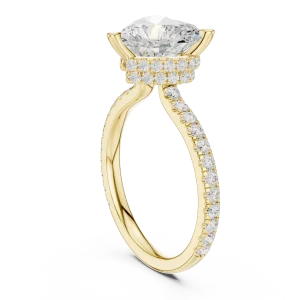Ethereal Heart Cut Pavé-Set Hidden Halo Solitaire Ring - Image 3