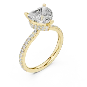 Ethereal Heart Cut Pavé-Set Hidden Halo Solitaire Ring