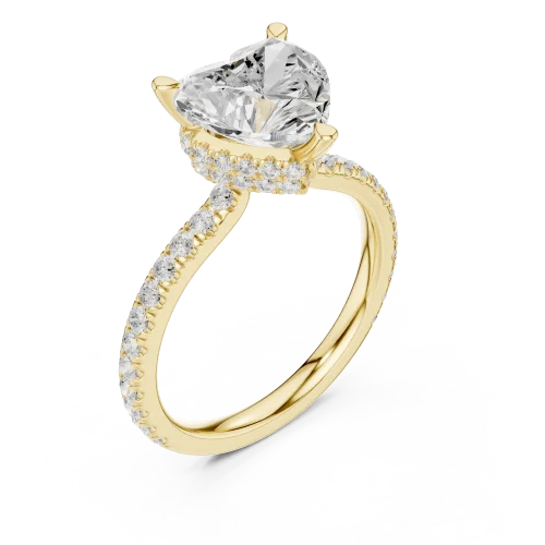 Ethereal Heart Cut Pavé-Set Hidden Halo Solitaire Ring