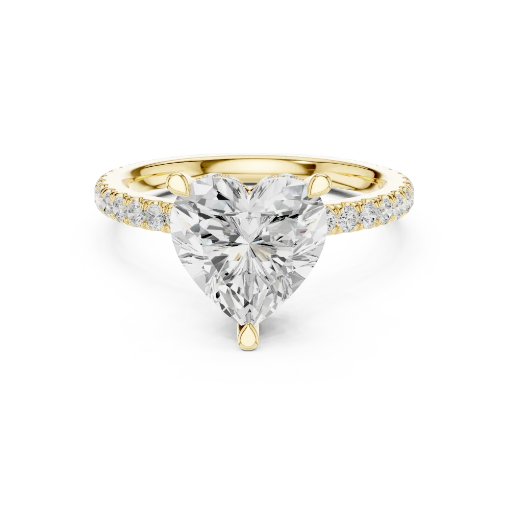 Ethereal Heart Cut Pavé-Set Hidden Halo Solitaire Ring - Image 2