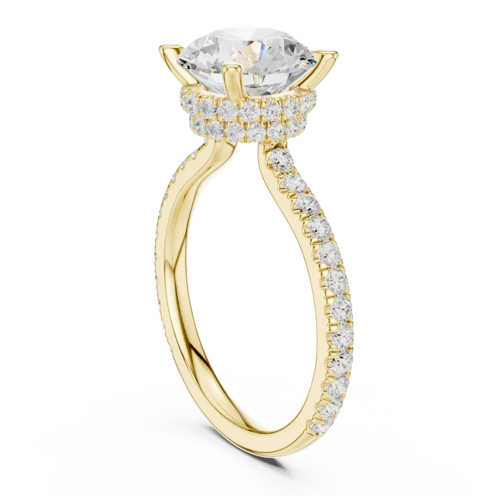 Luminary Round Brilliant Pavé-Set Solitaire Engagement Ring - Image 3