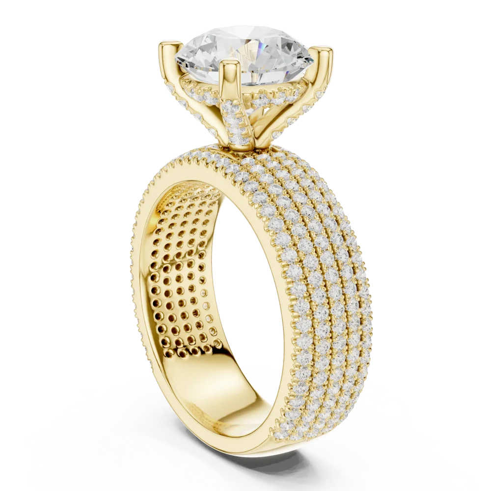 Luminary Round Brilliant Pavé-Set Multi-Row Solitaire Ring - Image 3