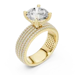 Luminary Round Brilliant Pavé-Set Multi-Row Solitaire Ring