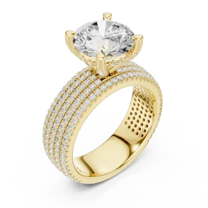 Luminary Round Brilliant Pavé-Set Multi-Row Solitaire Ring