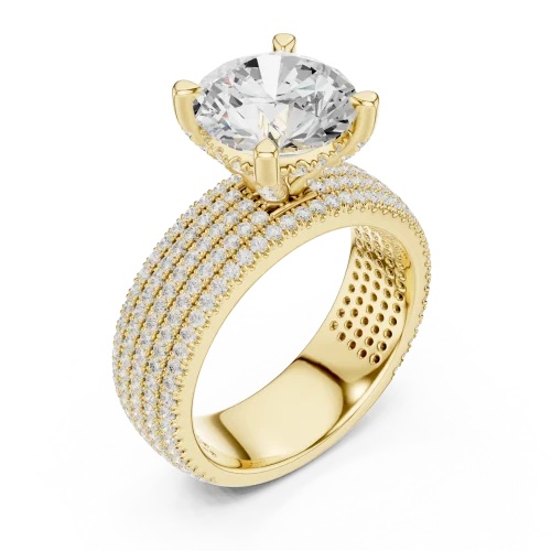Luminary Round Brilliant Pavé-Set Multi-Row Solitaire Ring