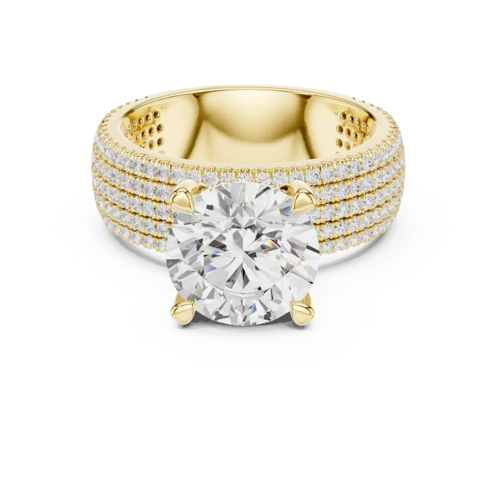 Luminary Round Brilliant Pavé-Set Multi-Row Solitaire Ring - Image 2