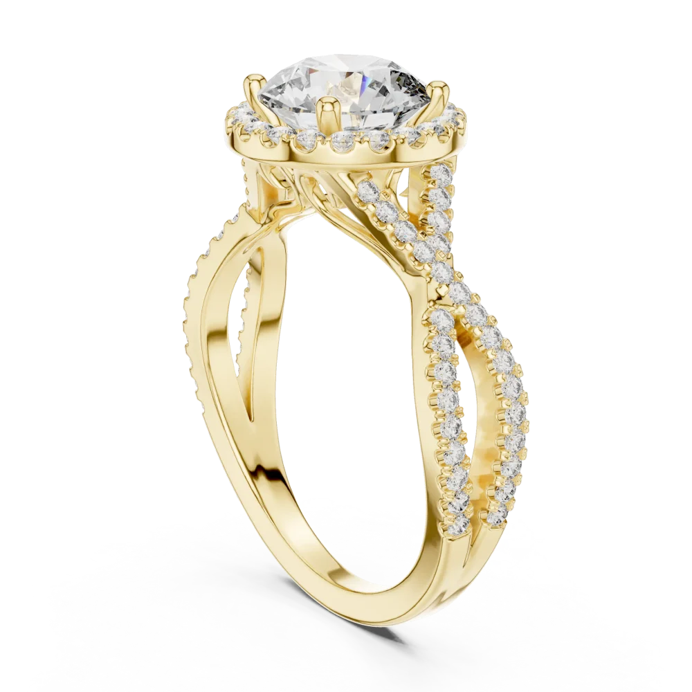 Luminary Round Brilliant Pavé-Set Twisted Solitaire Ring - Image 3