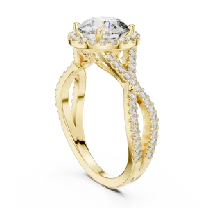 Luminary Round Brilliant Pavé-Set Twisted Solitaire Ring - Image 3