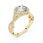 Luminary Round Brilliant Pavé-Set Twisted Solitaire Ring