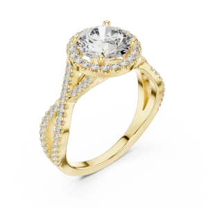 Luminary Round Brilliant Pavé-Set Twisted Solitaire Ring