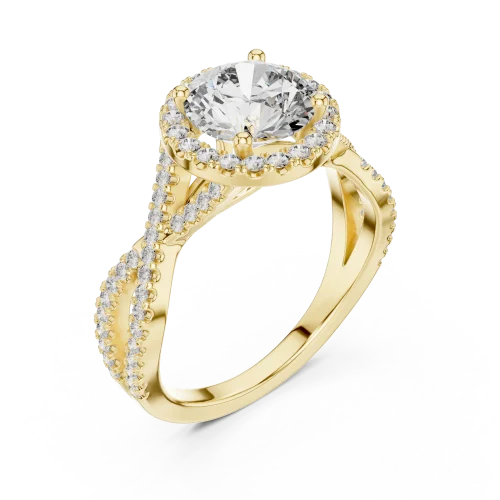 Luminary Round Brilliant Pavé-Set Twisted Solitaire Ring