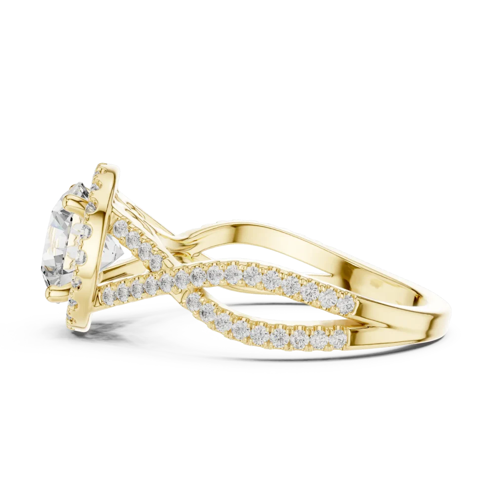 Luminary Round Brilliant Pavé-Set Twisted Solitaire Ring - Image 4