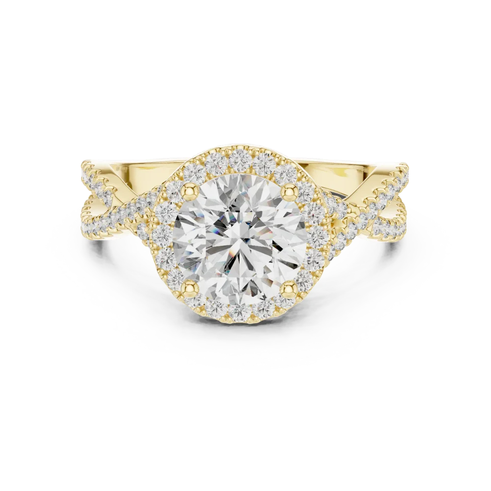 Luminary Round Brilliant Pavé-Set Twisted Solitaire Ring - Image 2