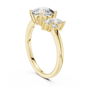 Ethereal Round Brilliant and Marquise Cluster Solitaire Ring - Image 3