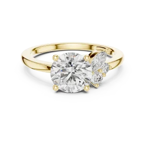 Ethereal Round Brilliant and Marquise Cluster Solitaire Ring - Image 2