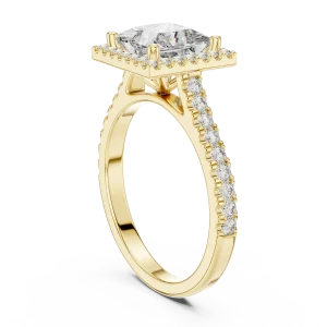 Symmetry Princess Cut Halo Pavé-Set Solitaire Ring - Image 3