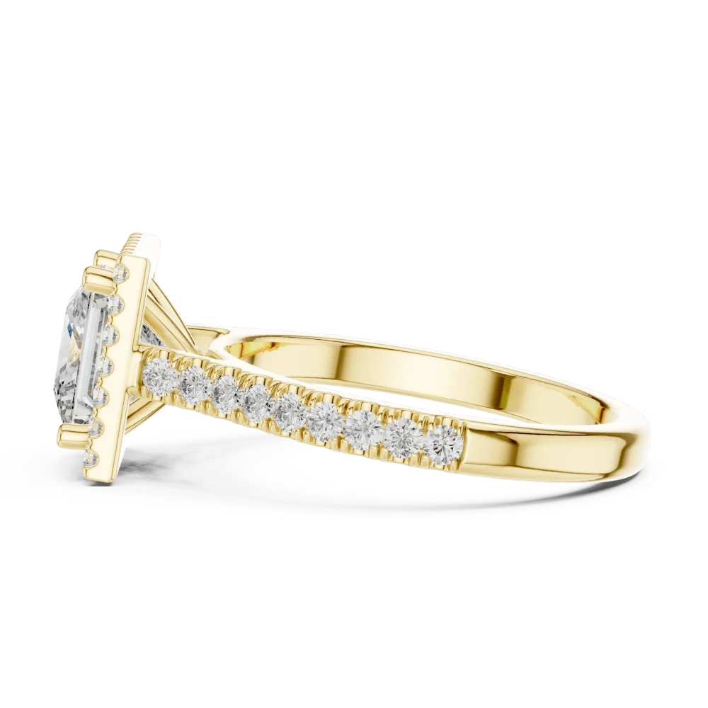 Symmetry Princess Cut Halo Pavé-Set Solitaire Ring - Image 4