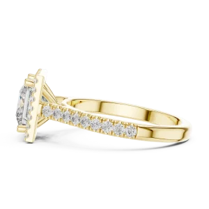 Symmetry Princess Cut Halo Pavé-Set Solitaire Ring - Image 4