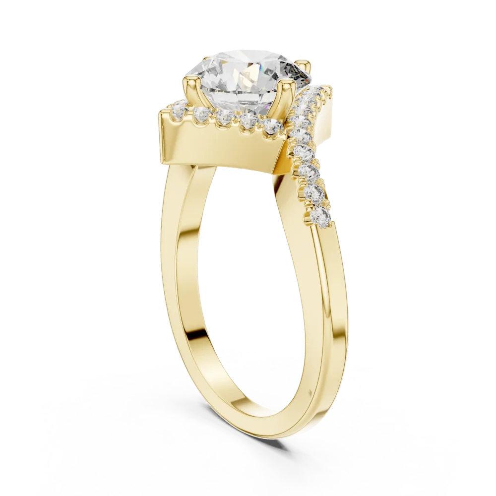 Luminary Round Brilliant Pavé-Set Geometric Solitaire Ring - Image 3