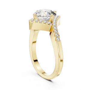 Luminary Round Brilliant Pavé-Set Geometric Solitaire Ring - Image 3