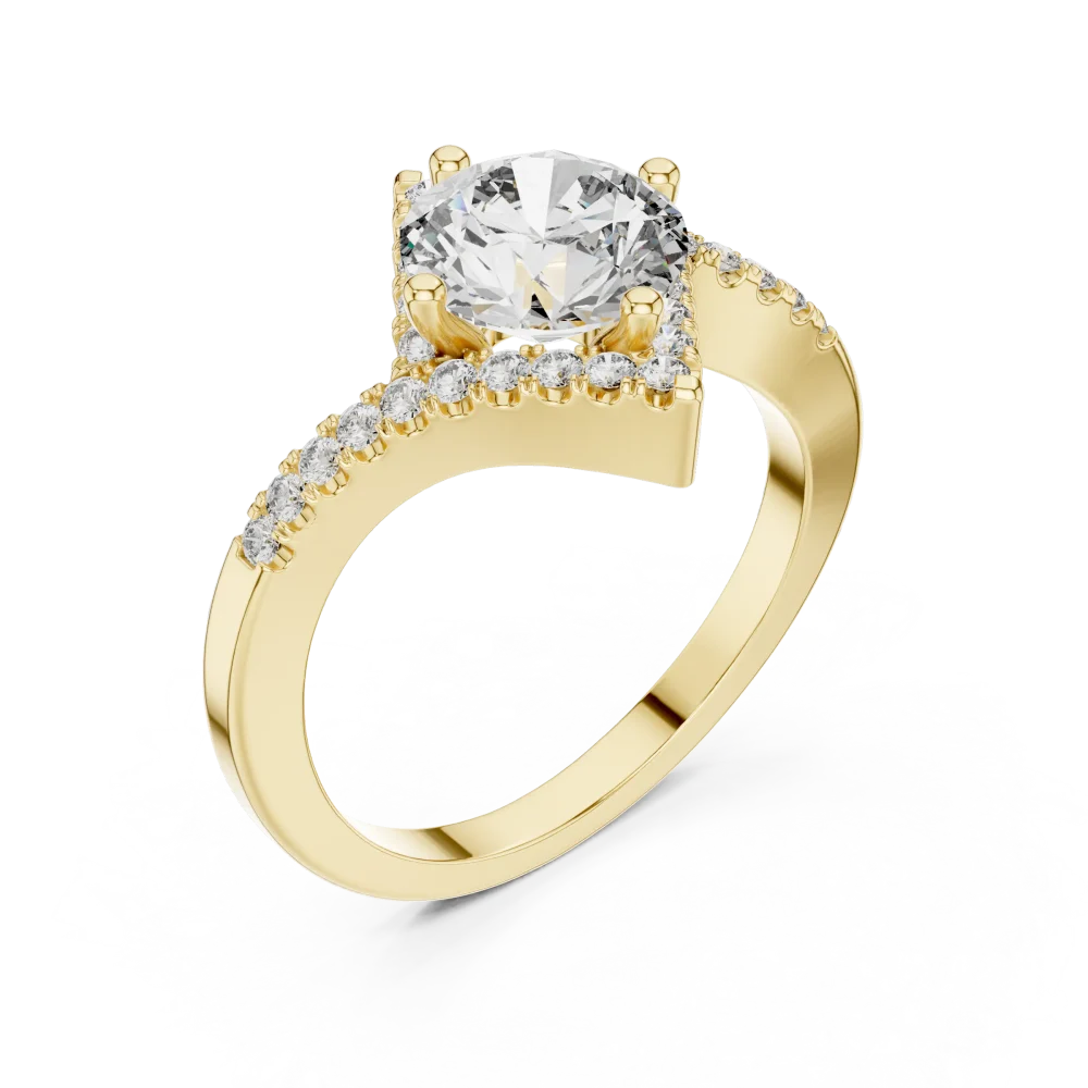 Discover the radiant brilliance of our handcrafted round solitaire ring. Set with premium DIAMEUR diamonds, it is the ultimate symbol of love. Shop now.