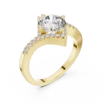 Luminary Round Brilliant Pavé-Set Geometric Solitaire Ring