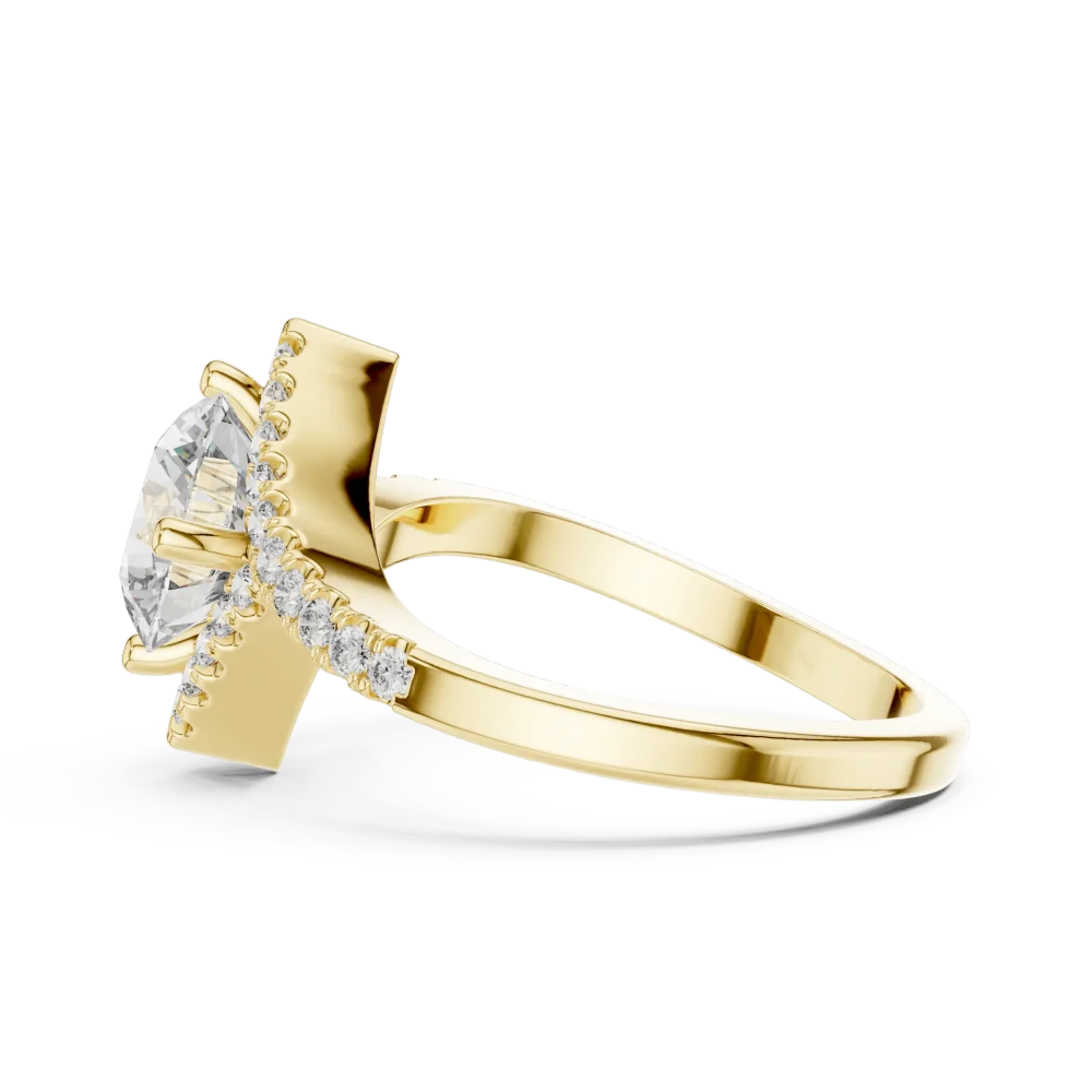Luminary Round Brilliant Pavé-Set Geometric Solitaire Ring - Image 4